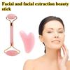 1Pcs Pink Natural Jade Roller for Face - Jade Gua Sha Rose Quartz Face Roller for Aging Wrinkles and Puffiness - Natural Pink F