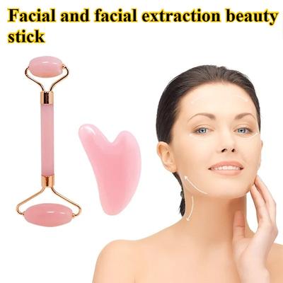 1 шт. Розовый натуральный нефритовый ролик для лица - нефритовый гуаша розовый кварцевый ролик для лица от старения морщин и отечности - натуральный розовый F