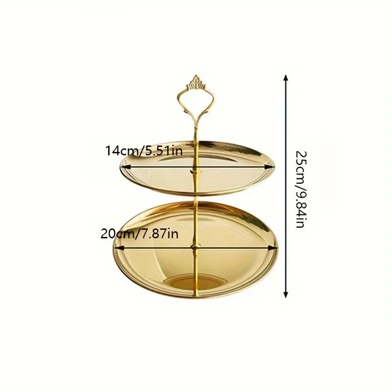 2/3Tier Stainless Steel Cake Stand Holder Fruit Tray Restaurant Detachable Dessert Rack Gold Silver Fruit Plate Snack Candy Tray