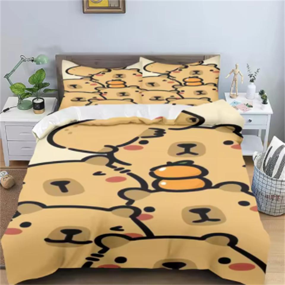 Капибары пододеяльник аниме постельное белье наволочка печатный общий детский и взрослый комплект двуспальный размер реактивная печать одеяло