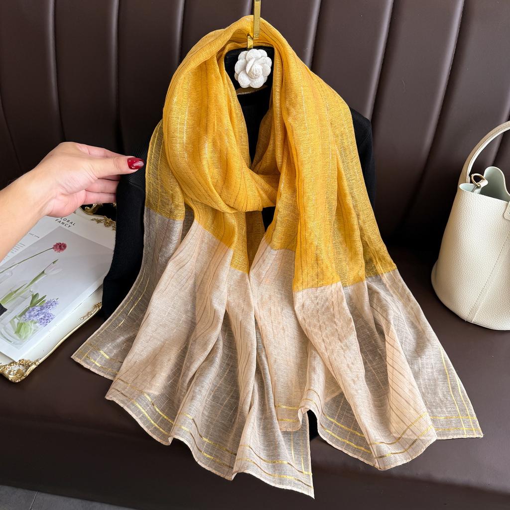 Бренд Женский шелковый шарф Женский полосатый Фуляр Женский Пашмина Шали и накидки Большого размера Шарфы Пляжное полотенце Бандана Мусульманский хиджаб