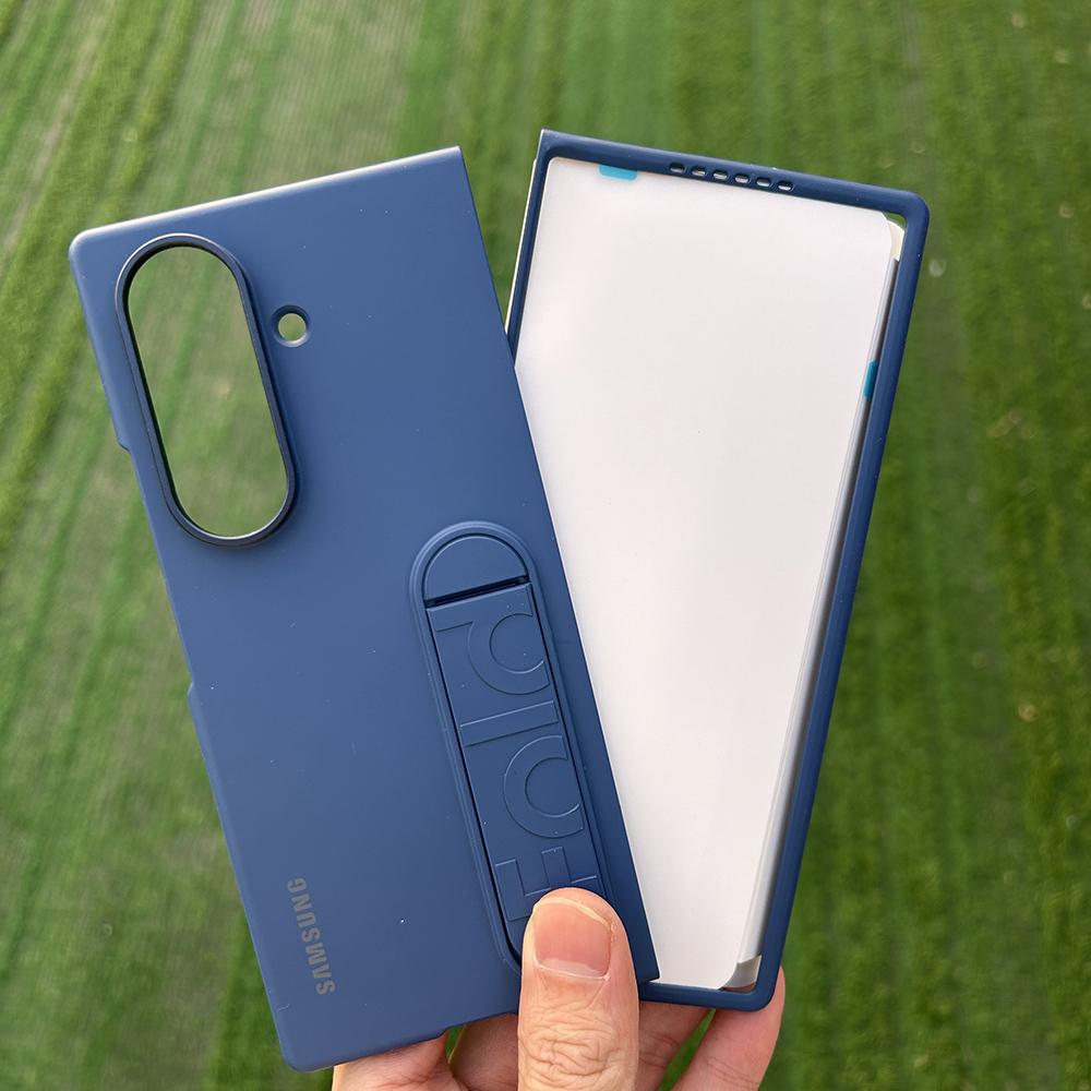 Samsung Силиконовый чехол Galaxy Z Fold 6 5G Роскошный чехол-подставка Матовый складной Жесткий ПК Чехол Кожа на ощупь Полная защита Задняя накладка Для Z fold6 5G
