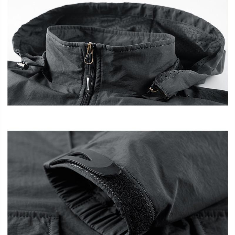 Весенне-осенняя ветровка, мужская верхняя одежда с капюшоном, пальто, мужская свободная повседневная тонкая куртка на молнии на молнии, модная одежда для альпинизма