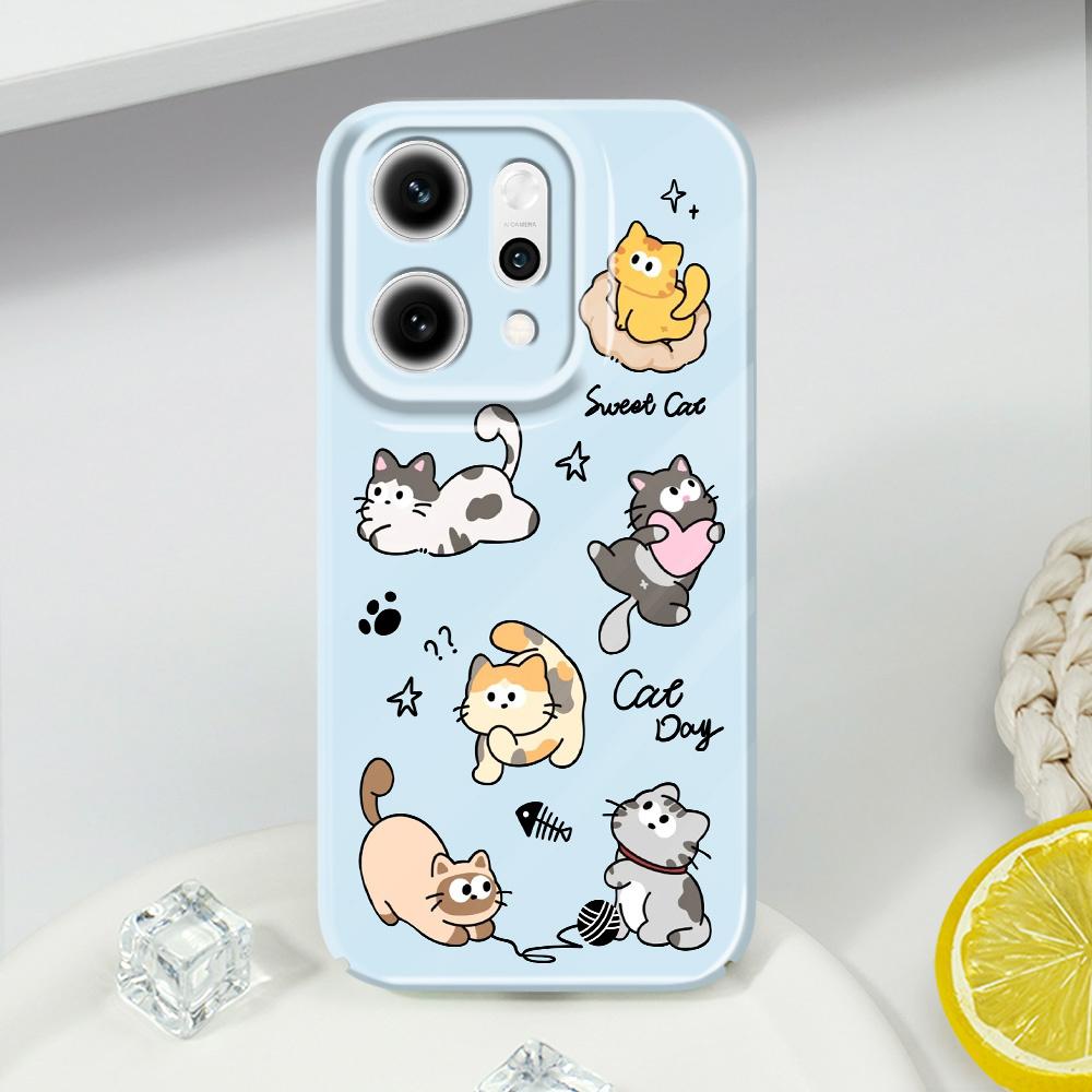 Чехол для телефона Happy Cat для OPPO Reno 14 14F 13 13F 12 12F 11 11F 10 8 8Z 8T 7 7Z Pro 4G 5G Пленка Жесткая Крышка