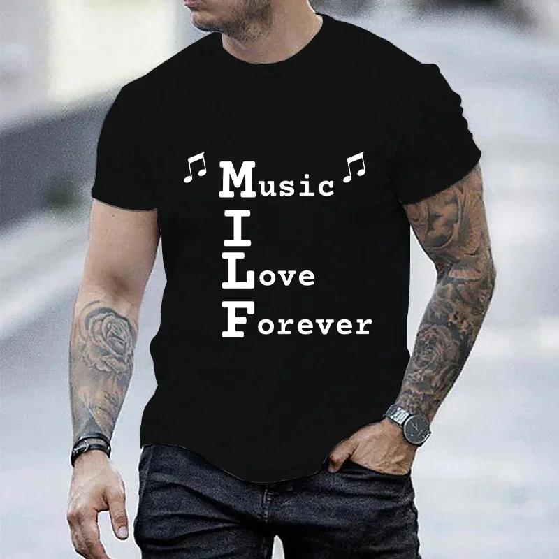 2023 Мужская футболка MILF Music I Love Forever с коротким рукавом Мужская свободная футболка Мужская лучшая брендовая новая мужская футболка с коротким рукавом