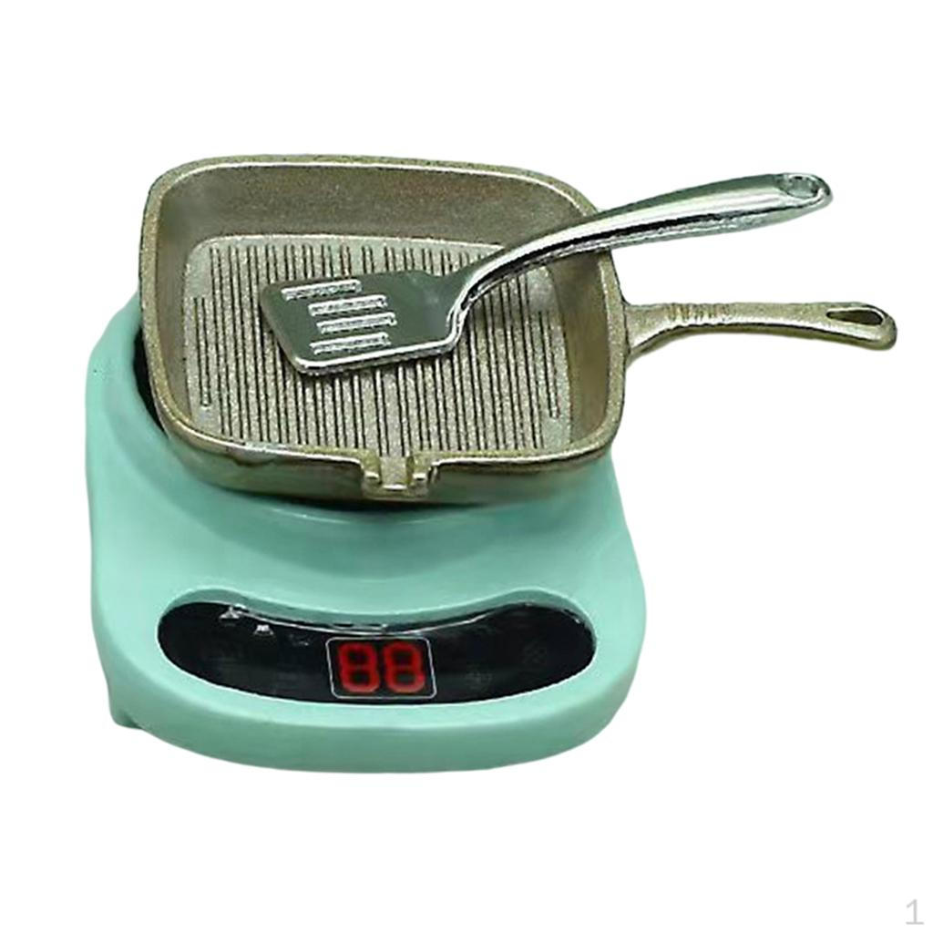 1/12 Dollhouse Miniature Electric Furnace Accessories with Pan and for Kitchen Girl Gifts