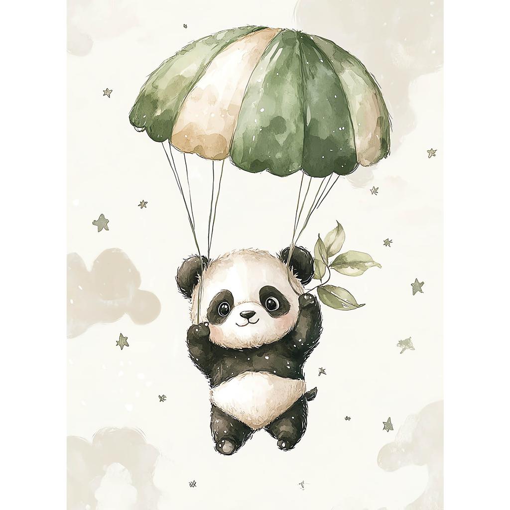 Plakat Panda Na Spadochronie - Bezkresne Niebo Plakat Panda Na Spadochronie - Bezkresne Niebo, 30X40 Cm, Rama Aluminiowa Złota, Papier Matowy 230 Gsm