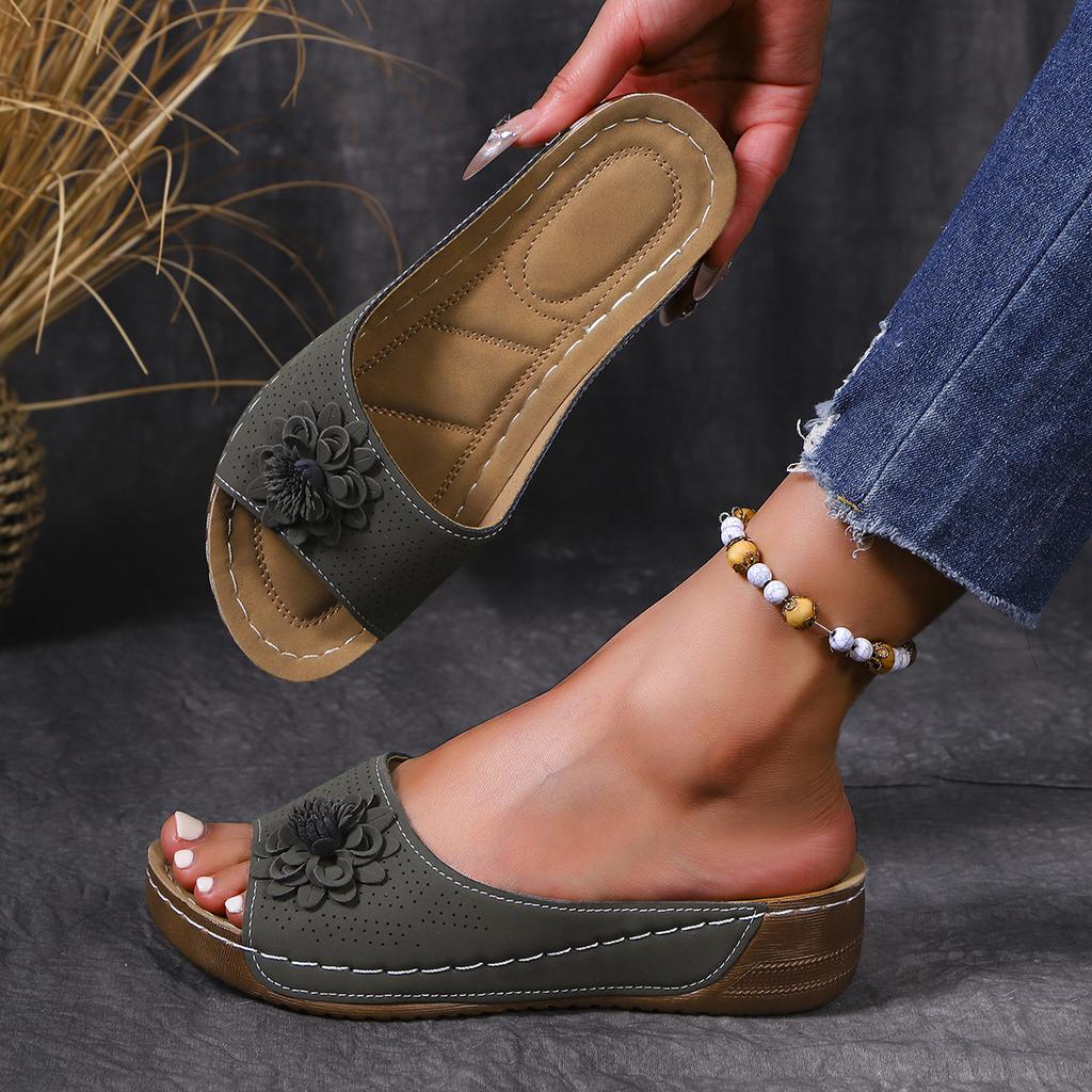 Модные летние сандалии женские туфли нескользящая обувь для ходьбы обувь слипоны женские сандалии на танкетке праздничные тапочки женская обувь