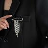 Flower Long Tassel Brooch Pearl Waist Cinching Fixed Pin Exquisite Multi-layer Chains Pin  Women