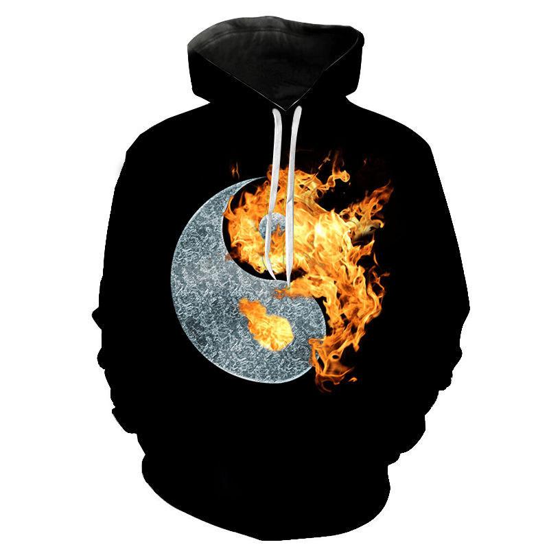 Новые крутые толстовки Water Fire Y2k с капюшоном с 3D-принтом Yin Yang Gossip для мужчин, женщин, детей, крутые толстовки, модные пуловеры для мальчиков и девочек