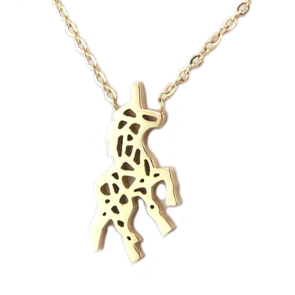 7bis [P3874] - Handcrafted Gold 'Unicorn' Steel Necklace - 20x12 Mm