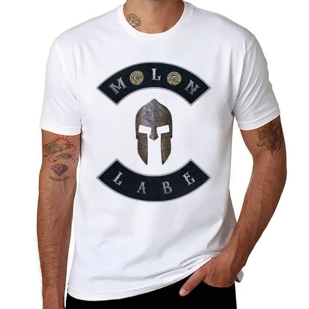 Molon Labe in Rockers with Spartan Helmet TShirt Minimalist Graphic Tee Shirt