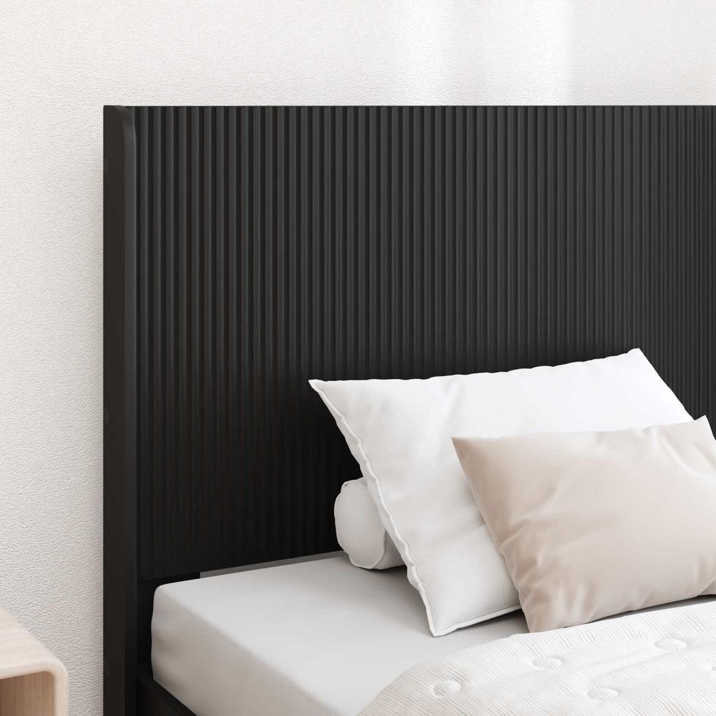 Bed Frame with Storage Space and Headboard Black 90 x 200 cm
