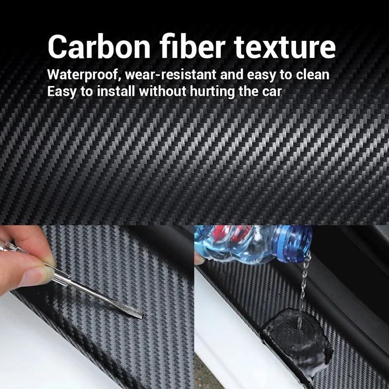 1 Roll of 3D Nano Carbon Fiber Car Door Edge Protector, PVC Waterproof and Scratch-Resistant Adhesive Tape, Universal Anti-Collision Film, Black Color