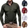 Mens Polo Long Sleeve Pique T-Shirt Tipping Collar Pocket Smart Casual Shirt Top