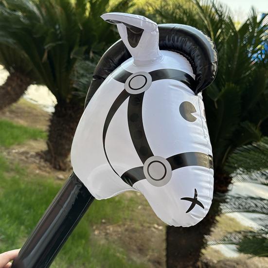 Inflatable Horse Head Stick 37" Party Prop for Kids' Races Photos PVC Horse Stick Carnival Toy for Horse Themed Events Birthdays