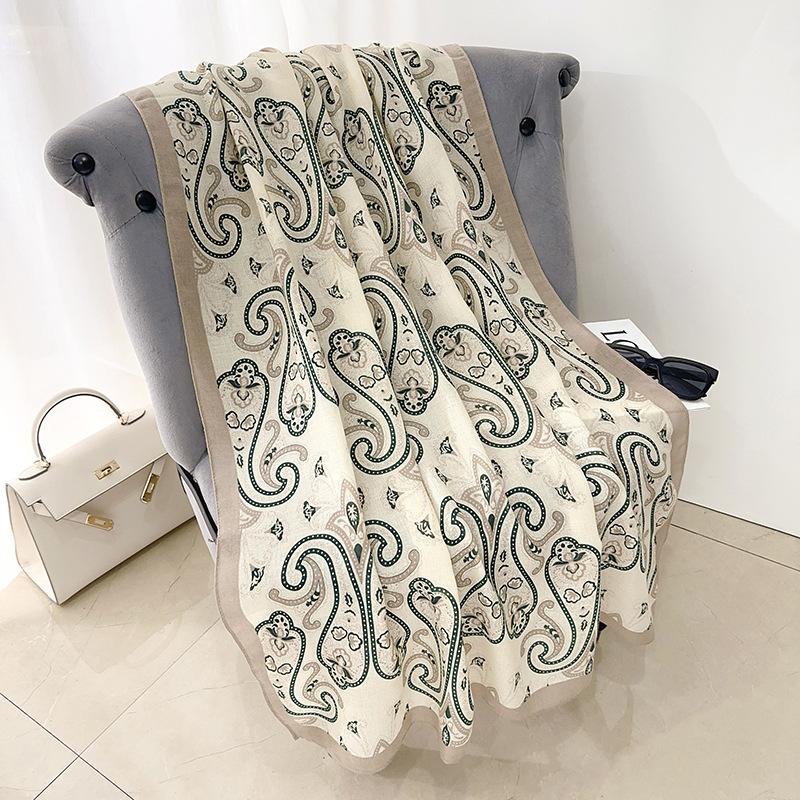 Creative Elegance Cotton and Linen Scarf Femininity High Sense Abstract Style Printing with Shawl