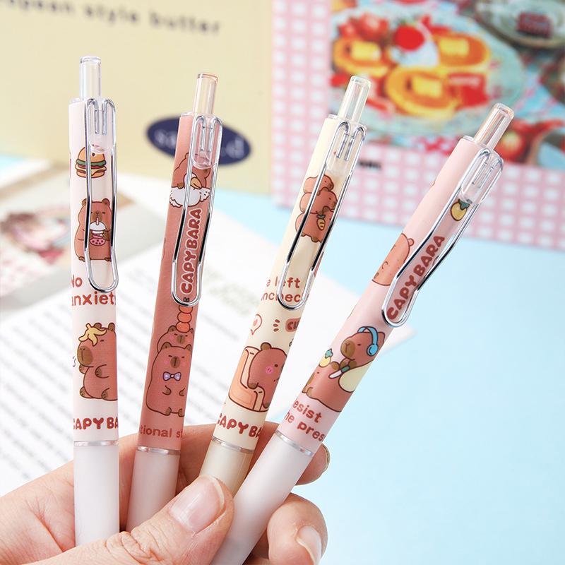 4Pcs Cartoon Lovely Capybara Gel Pen Stationery School Office Supplies Kids Gift