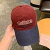 Retro color matching denim baseball cap children wide brim deep top big head circumference showing face small embroidery sun cover cap men