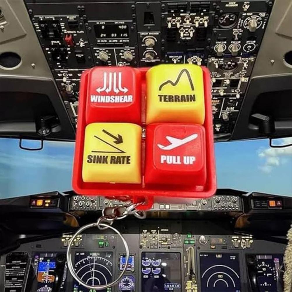 Новый симулятор предупреждающего звука Boeing 737 Мигающий звуковой сигнал Брелок Аварийная кнопка самолета Брелок Украшение для автомобиля