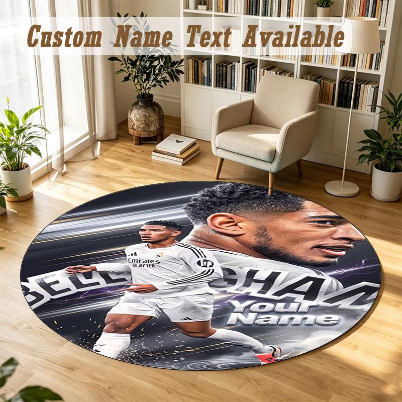 Round Rug Custom NameJude Bellingham Pattern Non Slip Carpet Home Floor Decor