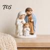 Religious Blessing Gifts Christmas Nativity Scene Figurine, Cartoon Manger Baby Jesus Resin Craft Small Sets for Home, Creative Indoor Holiday