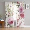 Beautiful Blooming Branches Tulle Window Curtain For Living Room Bedroom Voile Sheer Curtains Kitchen Treatments Drapes
