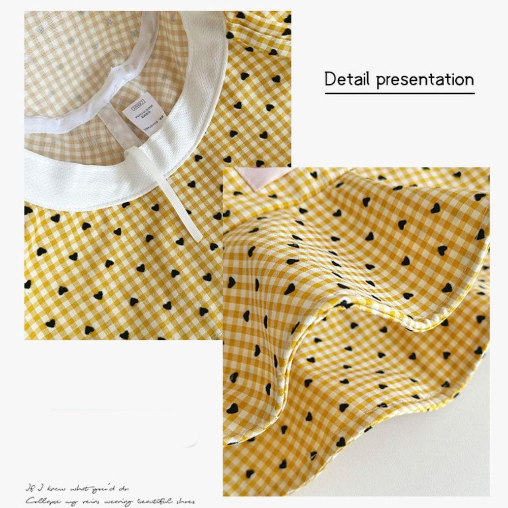 Lace Up Hiking Fisherman Hat Sun Protection Heart Printed Bucket Hat Drawstring Sun Hat Fishing