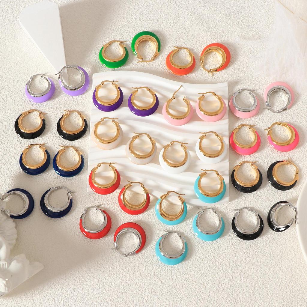 Ретро Эпоксидные Серьги-Кольца с Эмалью: Модный, Высококлассный и Универсальный