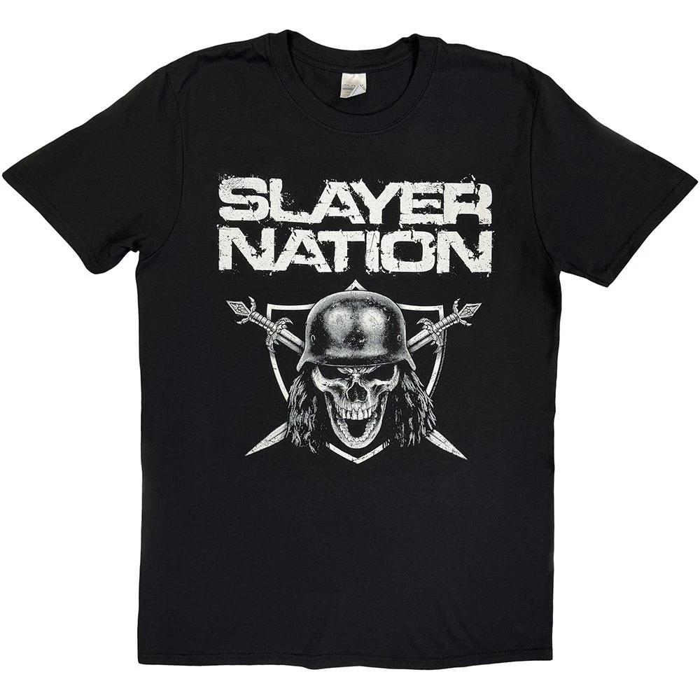 Slayer T Shirt Slayer Nation Skull Shield band logo Official Black mens