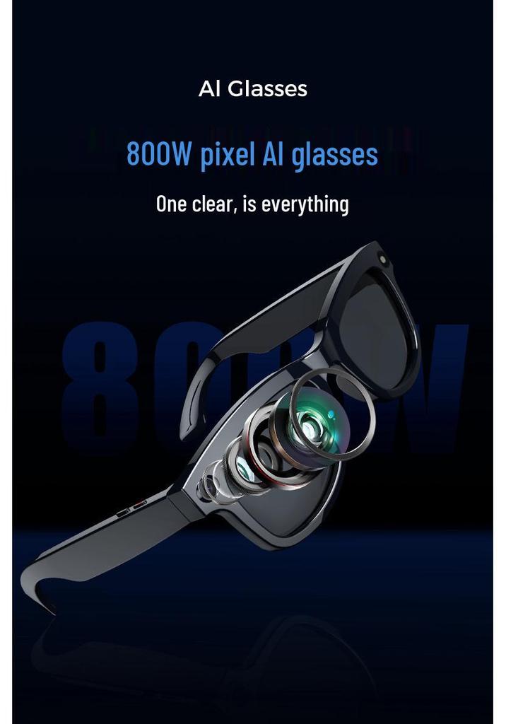 AI Translation HD Camera Smart Glasses: 800W Pixels, WiFi, Anti-shake, Call & Music Enabled