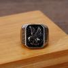 Eagle Ring Men's Titanium Steel Silver Black Retro Stainless Steel Ring Square Animal Ring