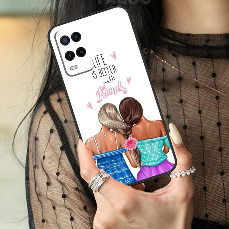 Лучшие друзья BFF Парный чехол для Oppo A16 A76 A96 A17 A18 A60 A80 A40 A38 A58 A78 A98 A94 A74 A54 A15 A57 A77 A5 Pro