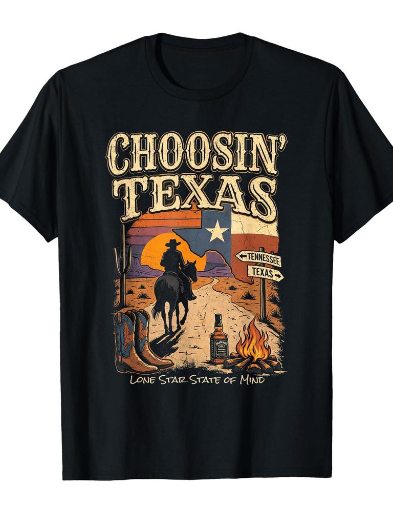 Texas Single Star Country Cowboy Western T-Shirt