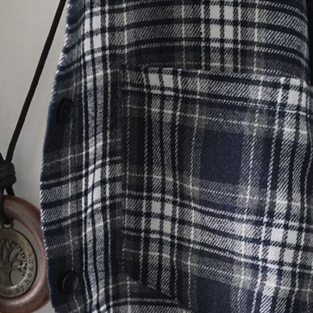 Navava Women Casual Check Long Sleeve Shirt Nb2958