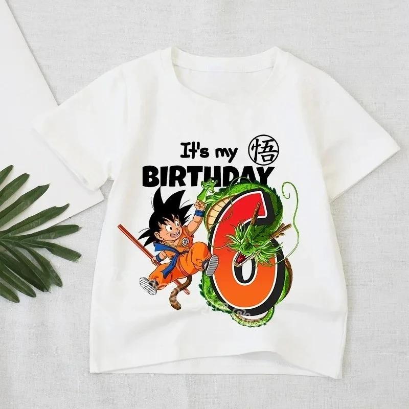 Футболка Dragon Ball для мальчиков Номер Одежда Мода Гоку Аниме Фигурка Принт Одежда Топы Детские Летние Дышащие Топы Подарок на День Рождения