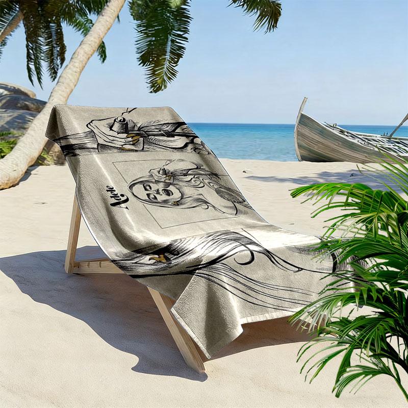 Adele Print Beach Towel, Large Soft Quick Dry Towel for Beach Camping Swimming