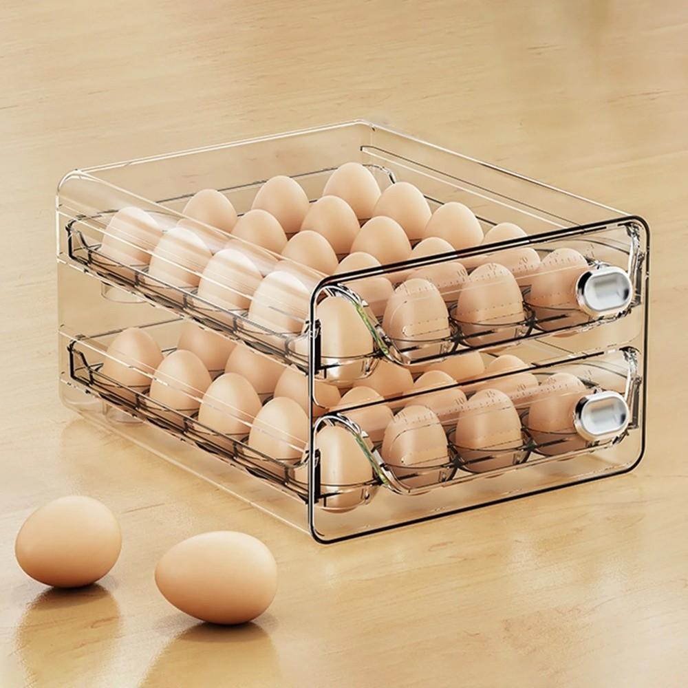 Transparent Egg Storage Box Double Layer Egg Container Egg Preservation Box Refrigerator