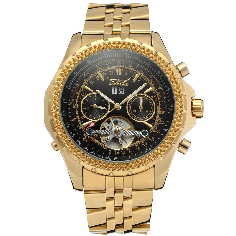 JARAGAR Men's Watches Mechanical Automatic Tourbillon Luxury Top Brand Fashion Wrist Watches Man Clock Golden Stainless Steel