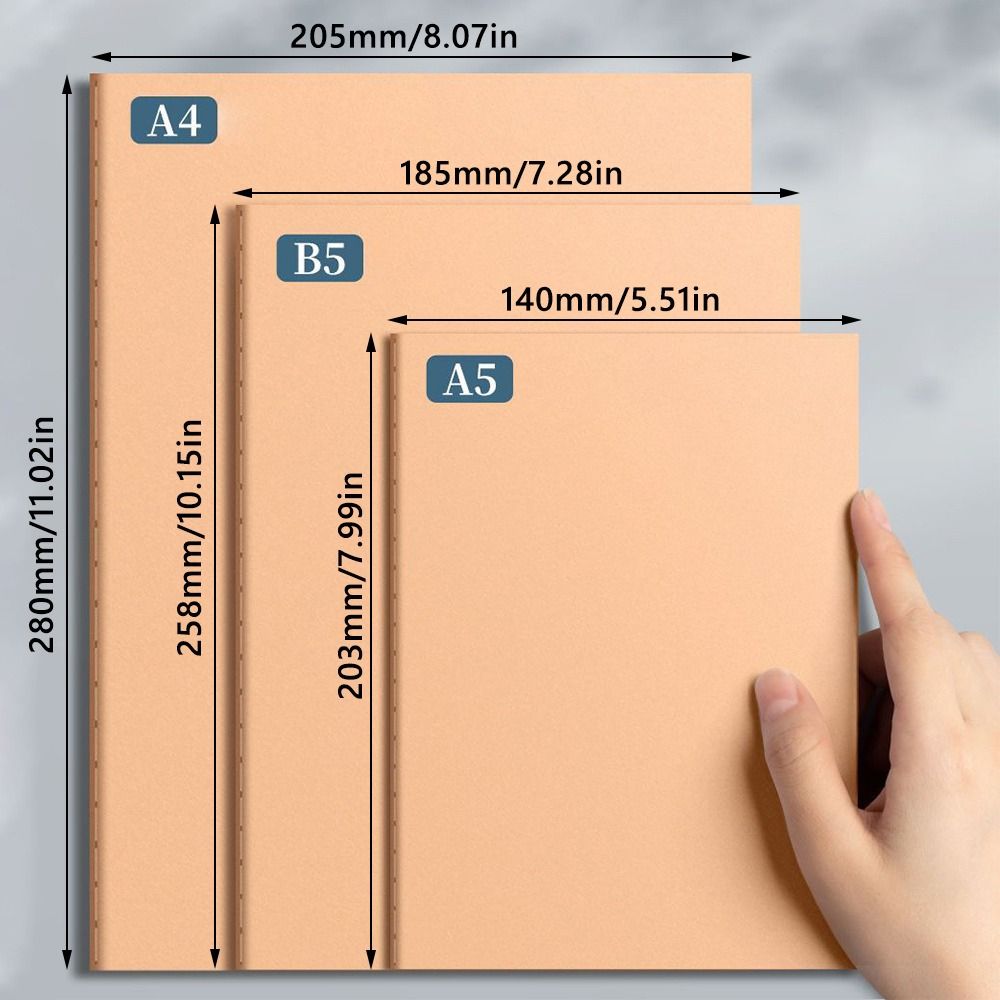 Блокнот А4/А5/В5 Обложка крафт Записная книжка Портативный дневник Школа/Офис