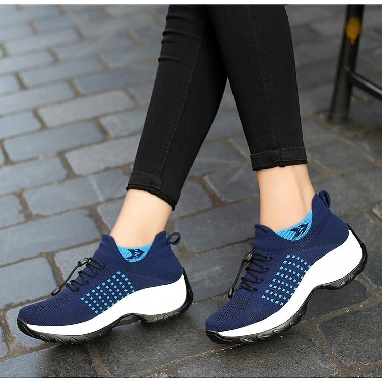 Женские удобные туфли-лодочки Flyknit, повседневная обувь на шнуровке, большой размер, нескользящая спортивная обувь 35-45