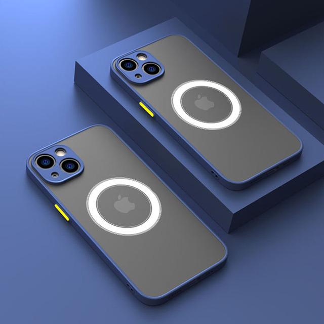 Магнитный чехол для телефона с беспроводной зарядкой для Iphone 14 13 12 11 Pro Max Xr Xs Max 13pro 14 Plus противоударный матовый бампер прозрачный чехол