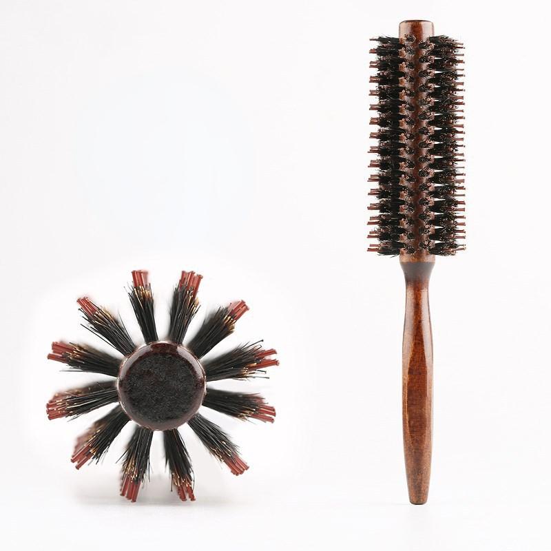 10/12/14 Rows Straight Hair Comb Natural Boar Bristle Rolling Brush Round Barrel Blowing Curling DIY Hairdressing Styling Tools