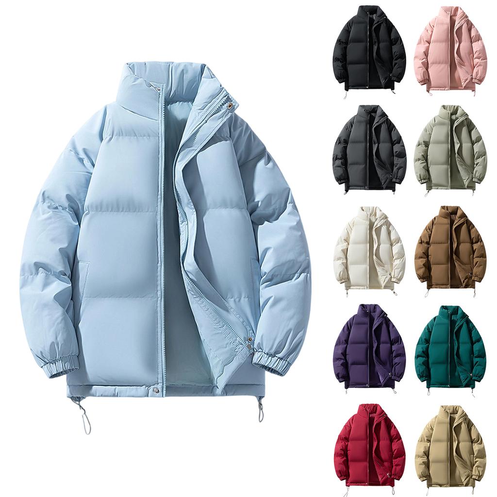 Men's Fleece-Lined Down Cotton Jacket - Loose Style With Zip Pockets, Warm, Casual & Versatile