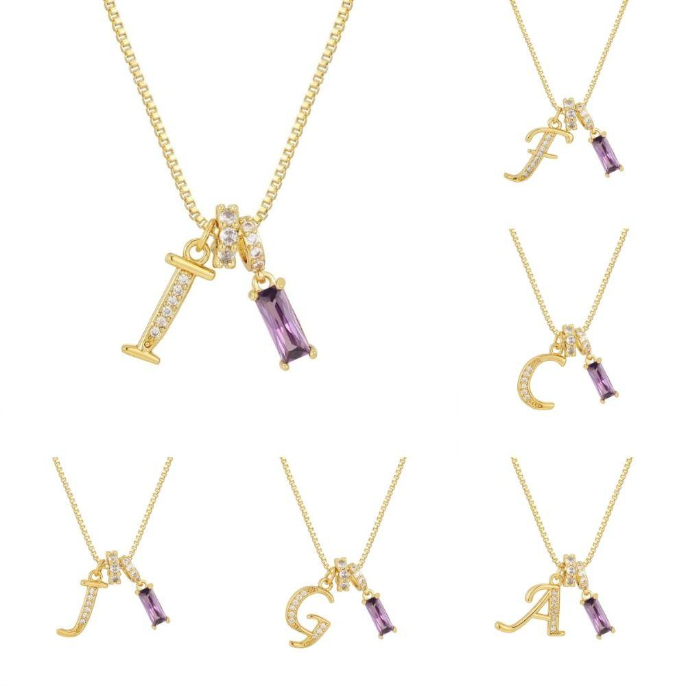 Adjustable Letter Jewelry Hypoallergenic Shiny Zircon Embedded Geometric Pendant Necklace Geometric Design Dopamine Style