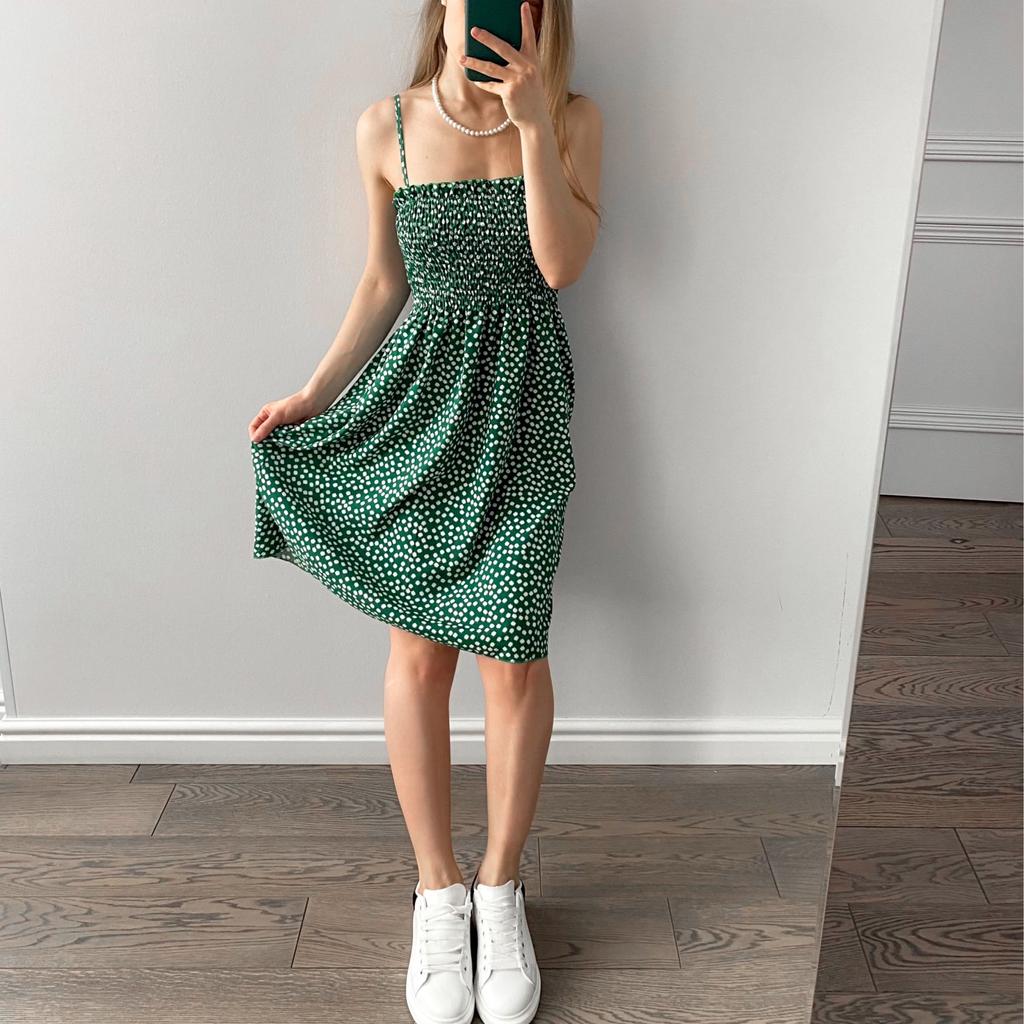 Женский сарафан в горошек, длина мини