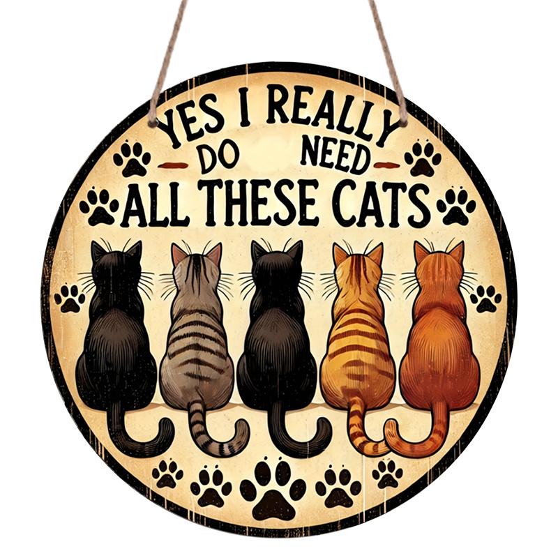 2D Flat, 1pc Retro Round Aluminum Cat Lover Logo - Rustic Wall Art with "Yes, I Really Need All These Cats" Design, Home, Bar, Cafe, And Garage Decor