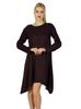 Women Asymmetrical Poncho Flaired Dress Knee Length Full Sleeve Dress