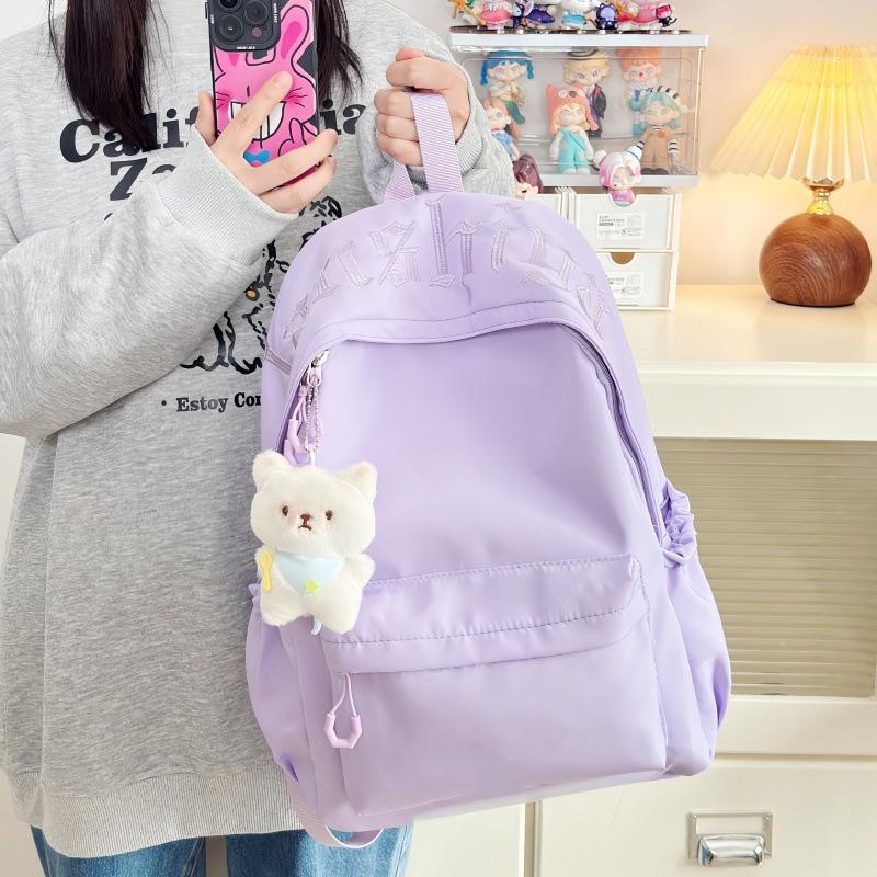 Schoolbag new solid color schoolbag junior high school girls simple high value ins style backpack female trend student sports backpack