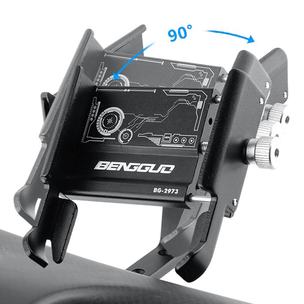 BENGGUO BG-2973 Road Bike Phone Holder Adjustable Aluminum Alloy Handlebar Mount, Black